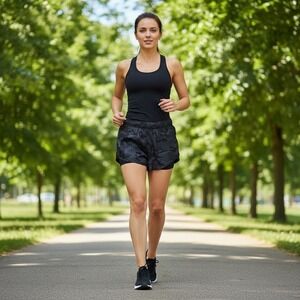 Athletic Works Womens L Large Black‎ Camo Athletic Running Shorts Built in Panty